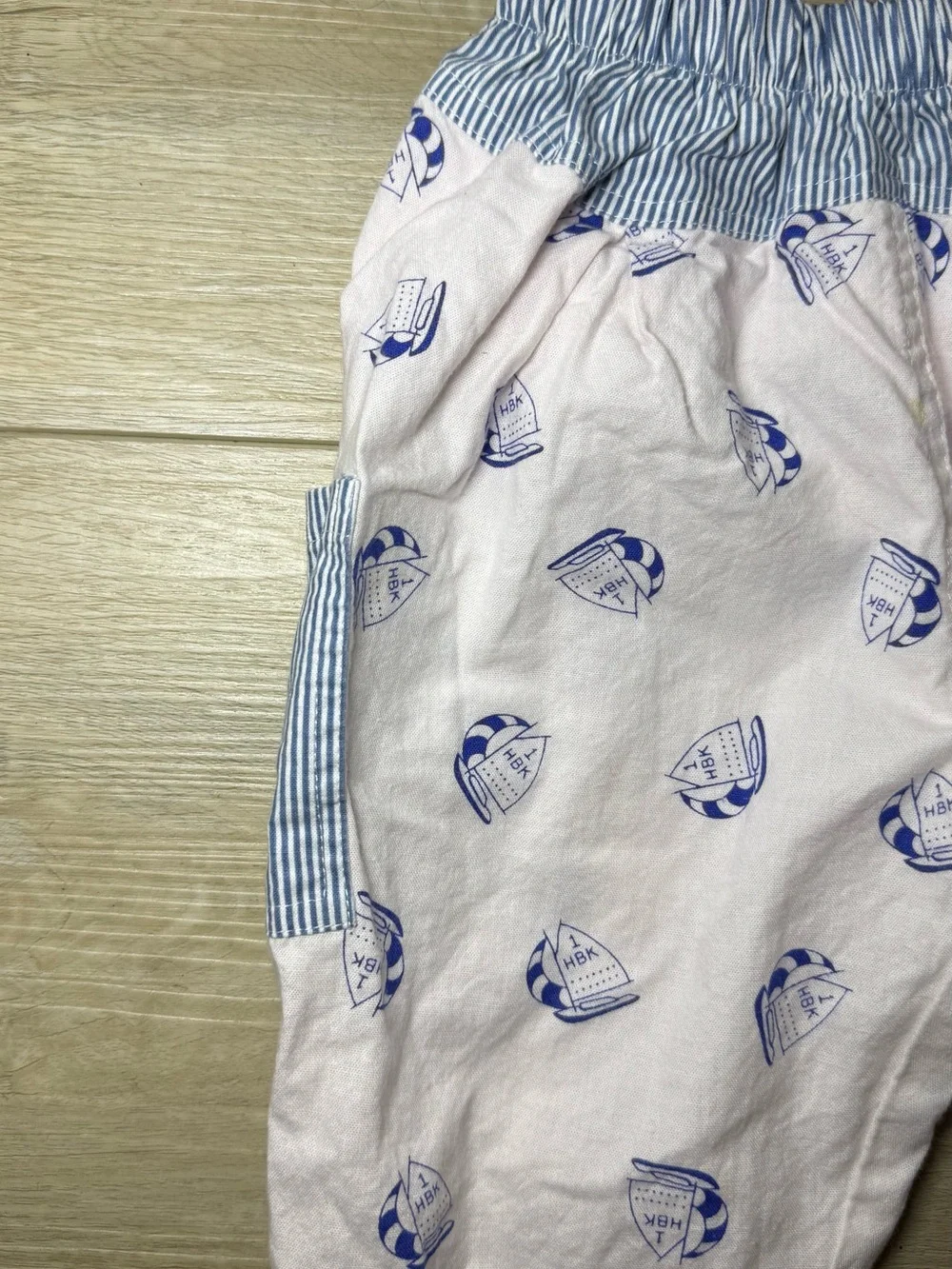 Vintage 1980s Bebe Boom Sailor Boats All Over Print Striped Pants